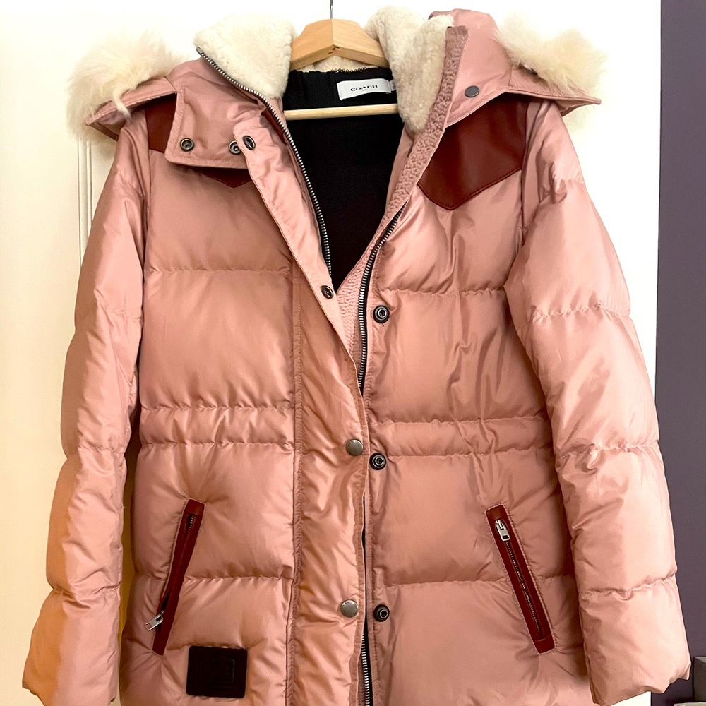 Coach puffer coat pink size 2